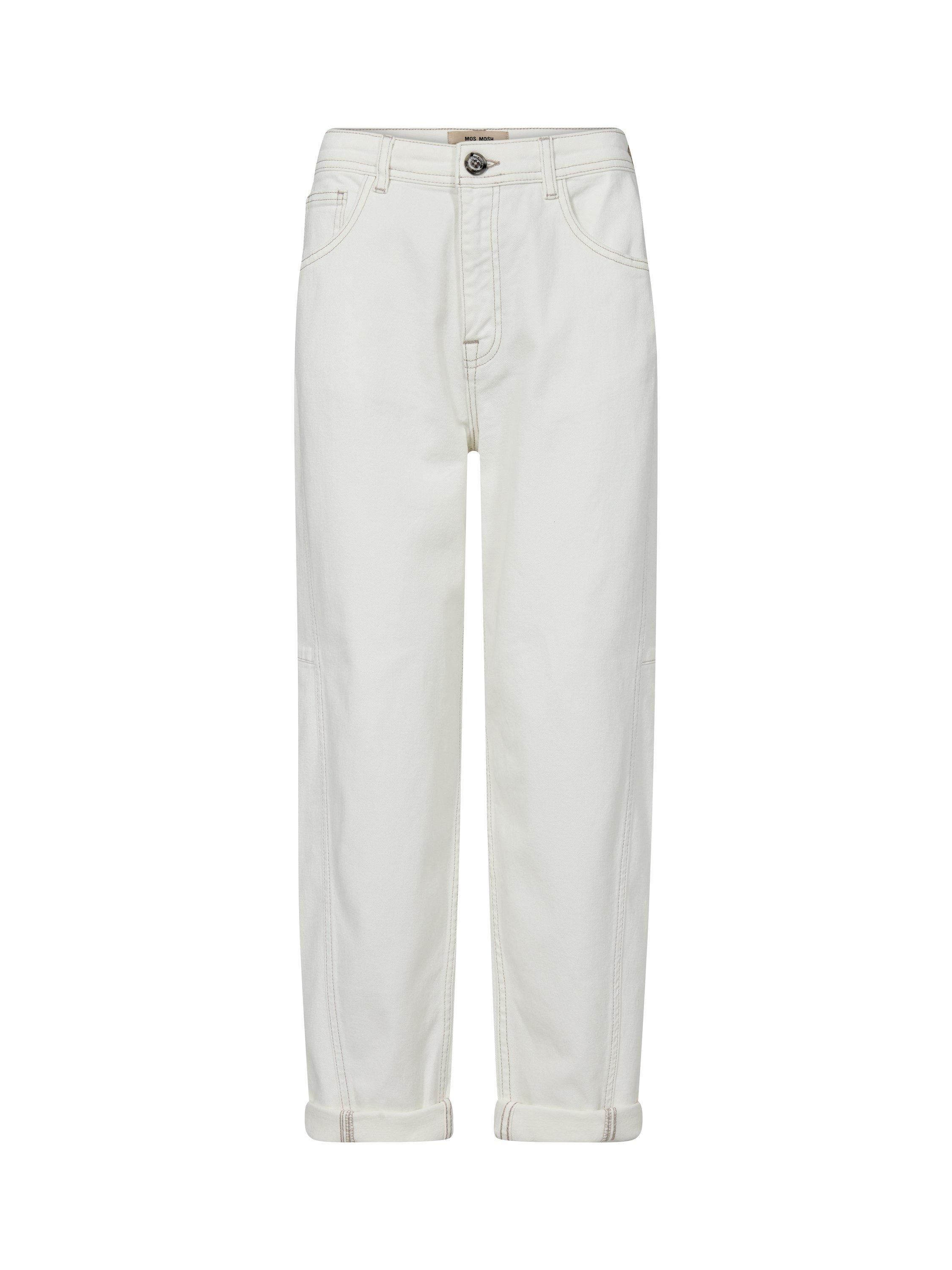 MOS MOSH Aymen Melo Organic Cotton Rich Barrel Leg Jeans, White