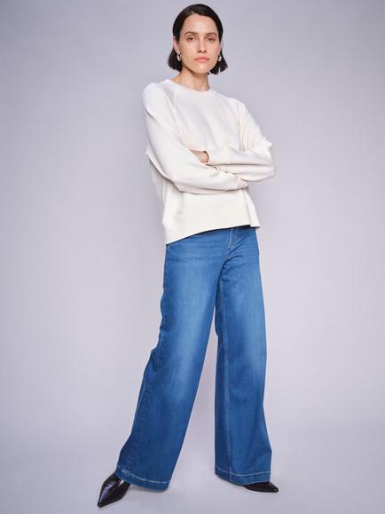 MOS MOSH Dara Deluxe Wide Leg Jeans, Mid Blue, Mid Blue