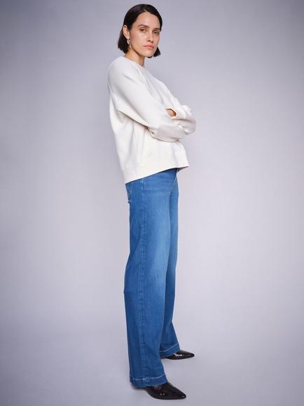 MOS MOSH Dara Deluxe Wide Leg Jeans, Mid Blue - view 2, Mid Blue