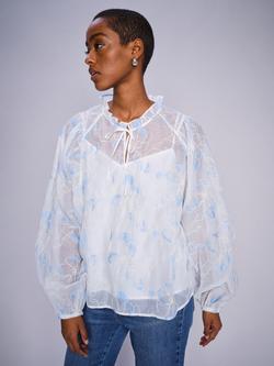 MOS MOSH Eisara Flob Embroidered Top, White, White