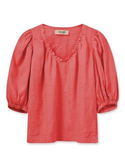 MOS MOSH Taissa Linen Short Sleeve Blouse, Mid Red