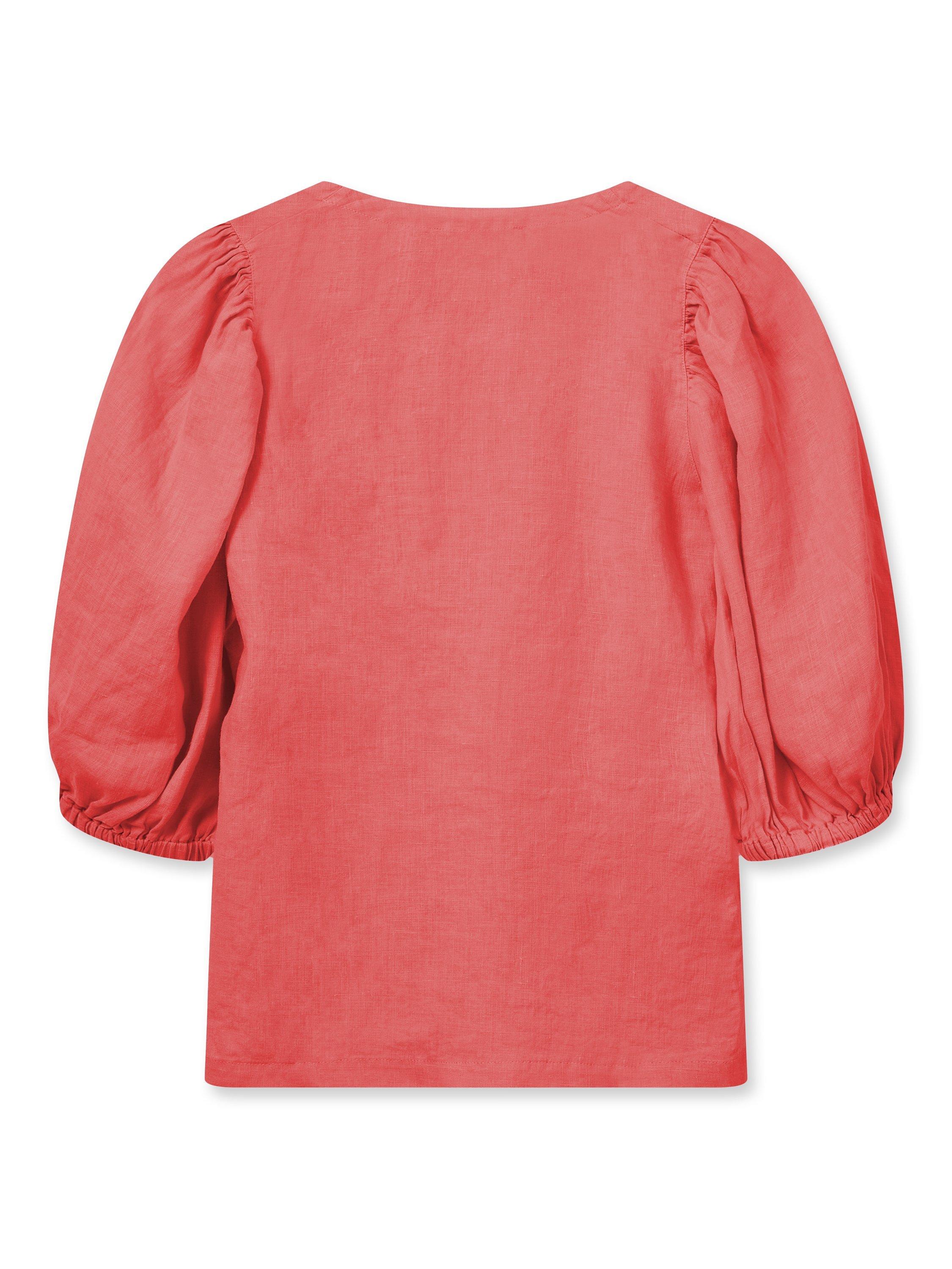 Product image 2 of 2, which shows MOS MOSH Taissa Linen Short Sleeve Blouse, Mid Red, XS