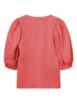 MOS MOSH Taissa Linen Short Sleeve Blouse - view 2, Mid Red