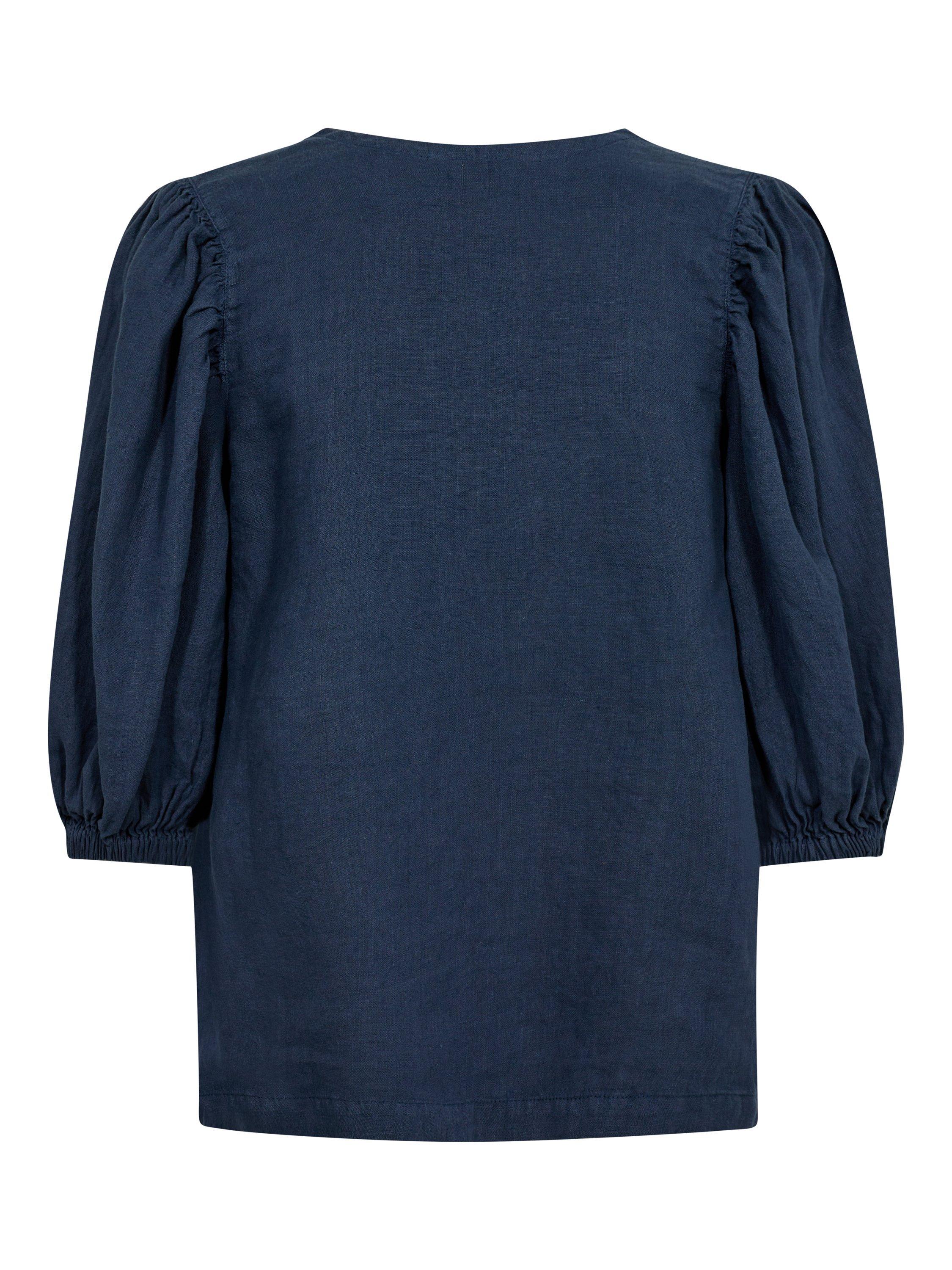 Product image 4 of 4, which shows MOS MOSH Taissa Linen Short Sleeve Blouse, Mid Blue, XS