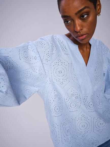 MOS MOSH Yen Sina Lace Top, Sky Blue - view 2, Sky Blue