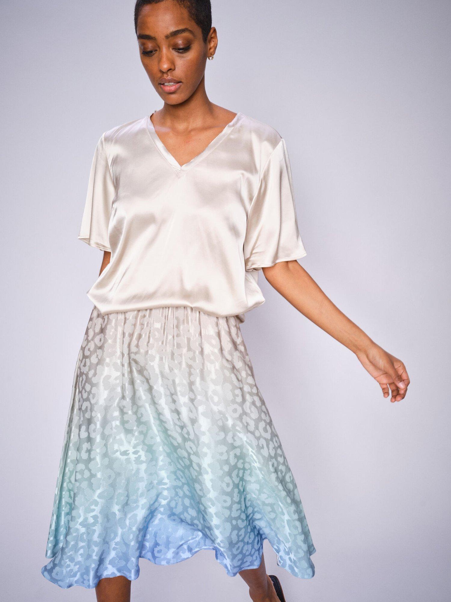 Product image 2 of 4, which shows MOS MOSH Kashar Ombre Animal Print Skirt, Hydrangea, S