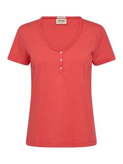 MOS MOSH Astin Organic Cotton V-Neck T-Shirt, Mid Red