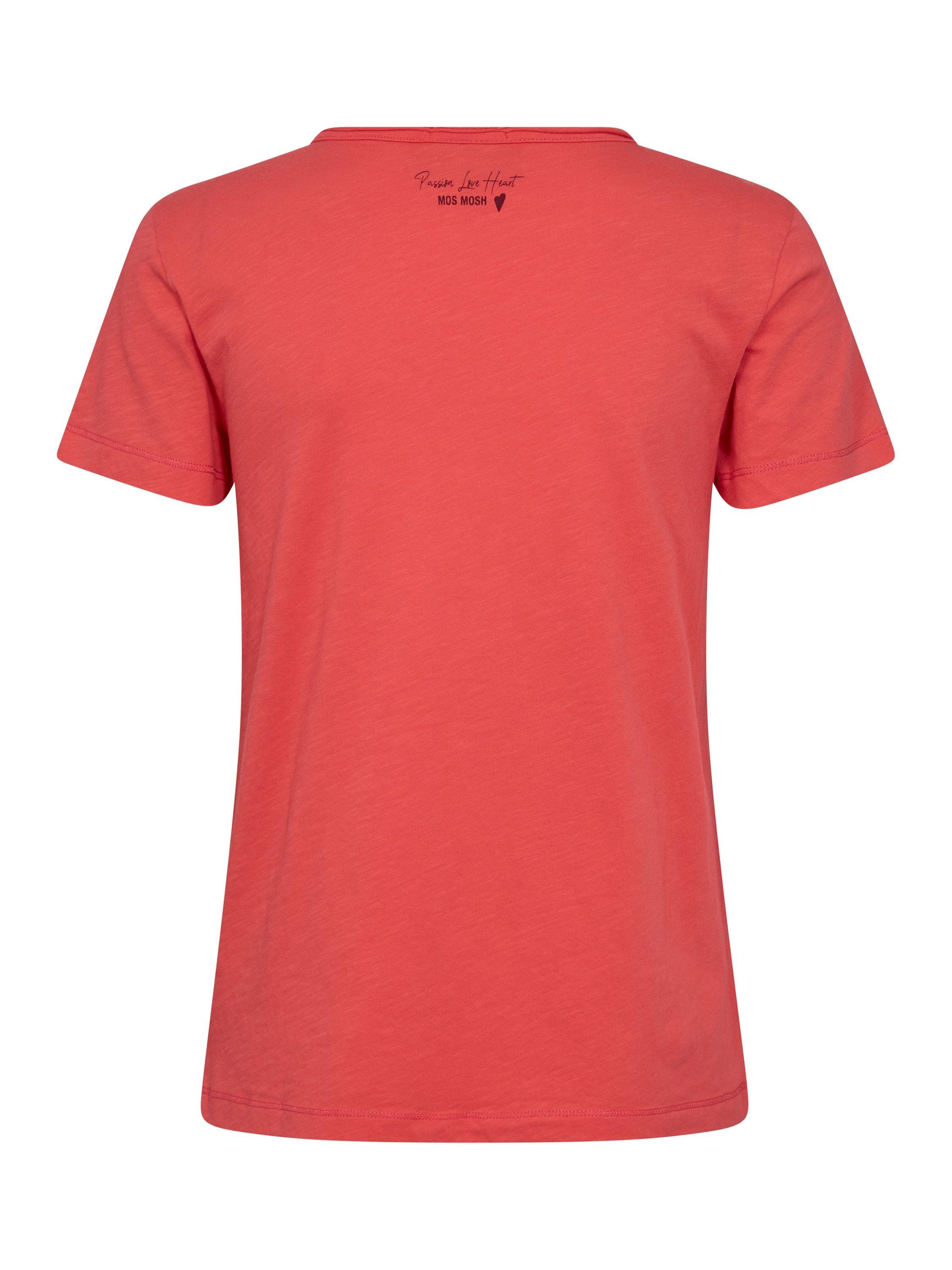 Product image 2 of 2, which shows MOS MOSH Astin Organic Cotton V-Neck T-Shirt, Mid Red, XS
