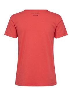 MOS MOSH Astin Organic Cotton V-Neck T-Shirt - view 2, Mid Red