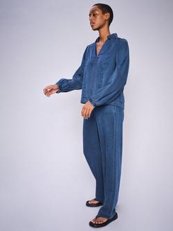 MOS MOSH Balia Tenly Straight Trousers, Mid Blue, Mid Blue