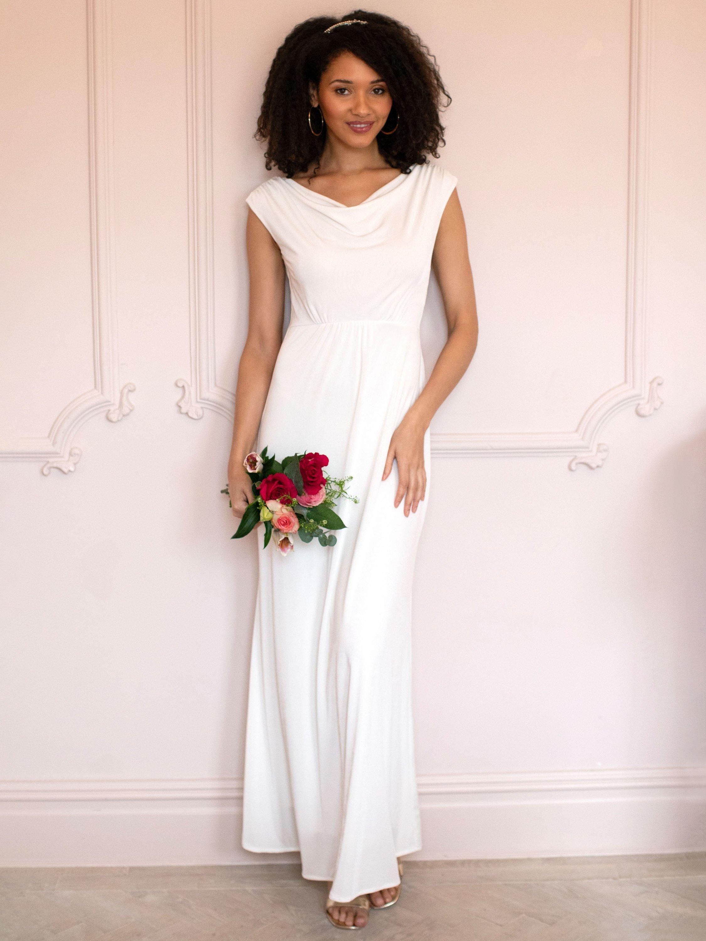 Product image 1 of 8, which shows Alie Street Cruise Cowl Neck Wedding Dress, Ivory, 6