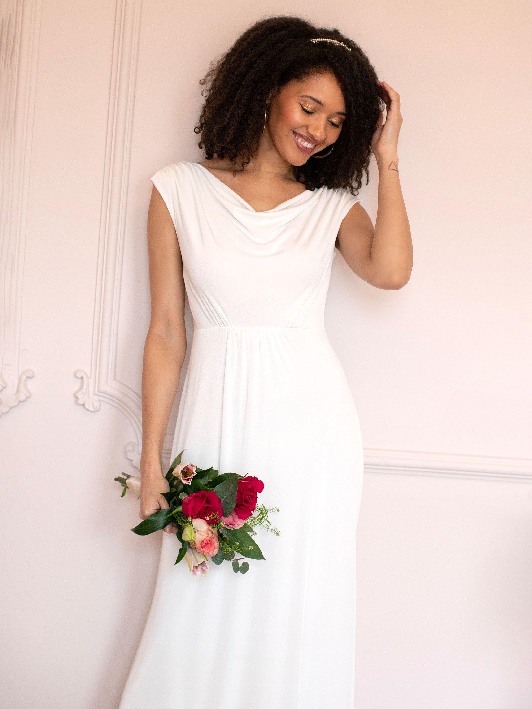 Product image 2 of 8, which shows Alie Street Cruise Cowl Neck Wedding Dress, Ivory, 6