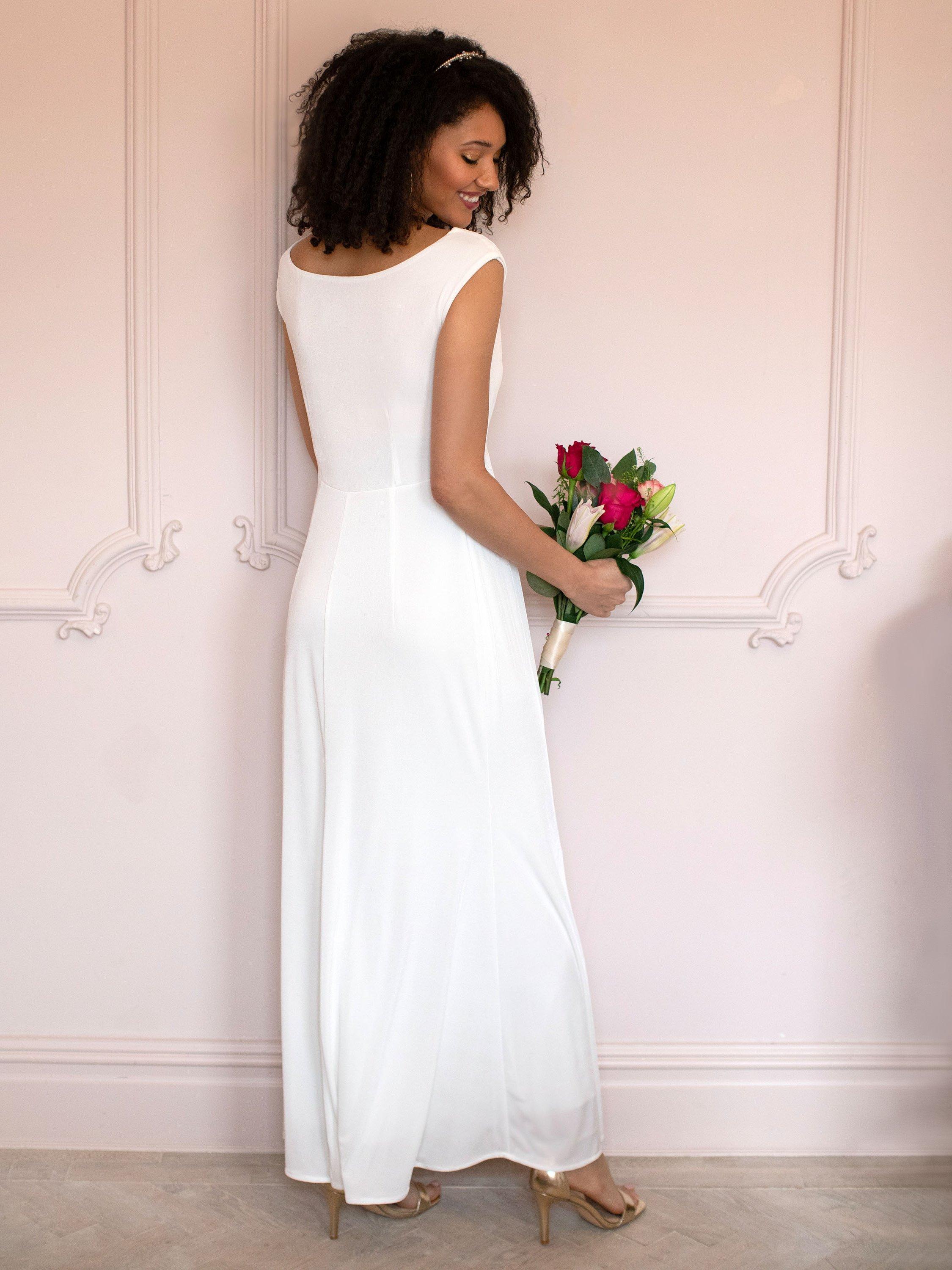 Product image 3 of 8, which shows Alie Street Cruise Cowl Neck Wedding Dress, Ivory, 6