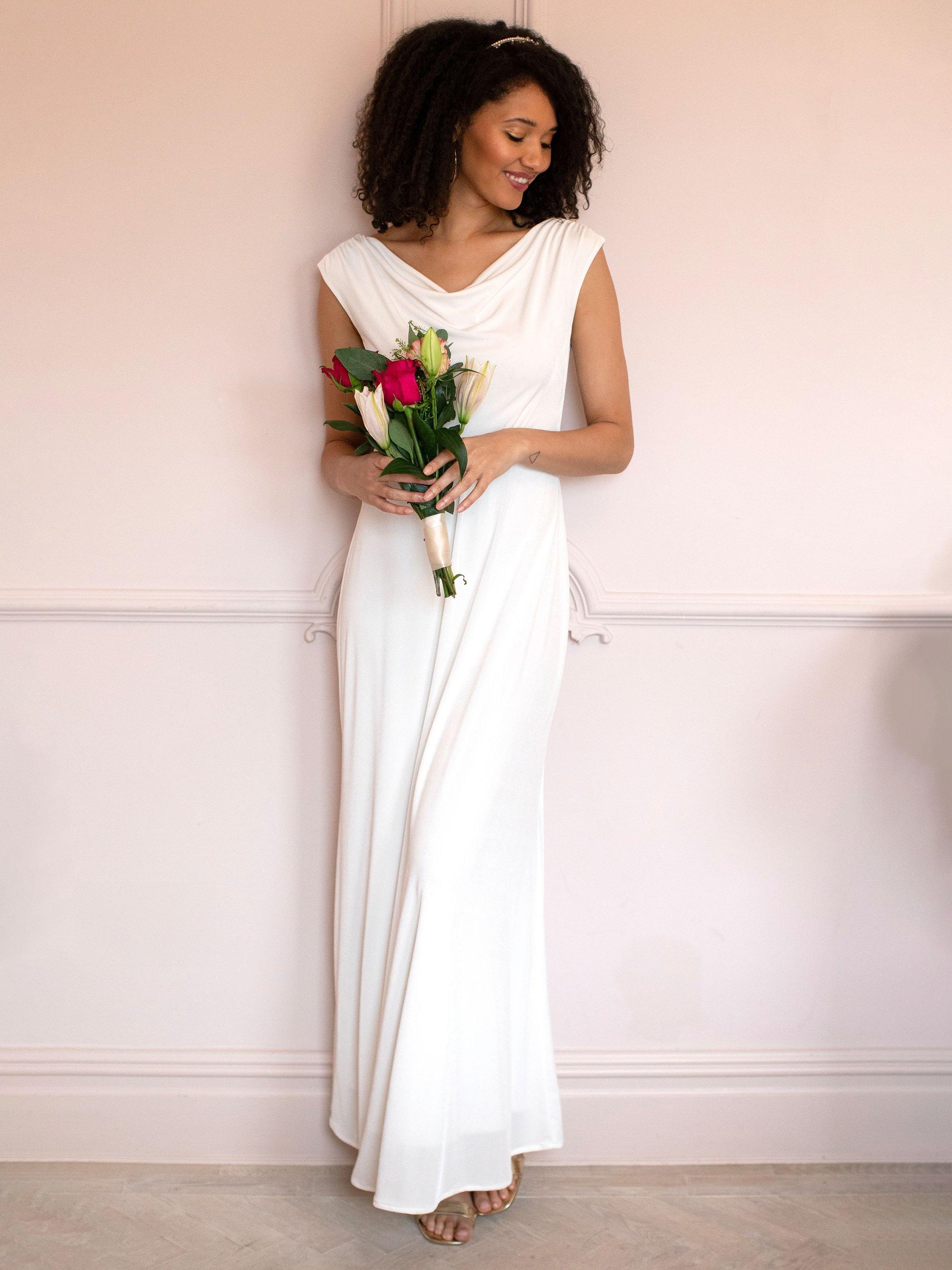 Product image 4 of 8, which shows Alie Street Cruise Cowl Neck Wedding Dress, Ivory, 6