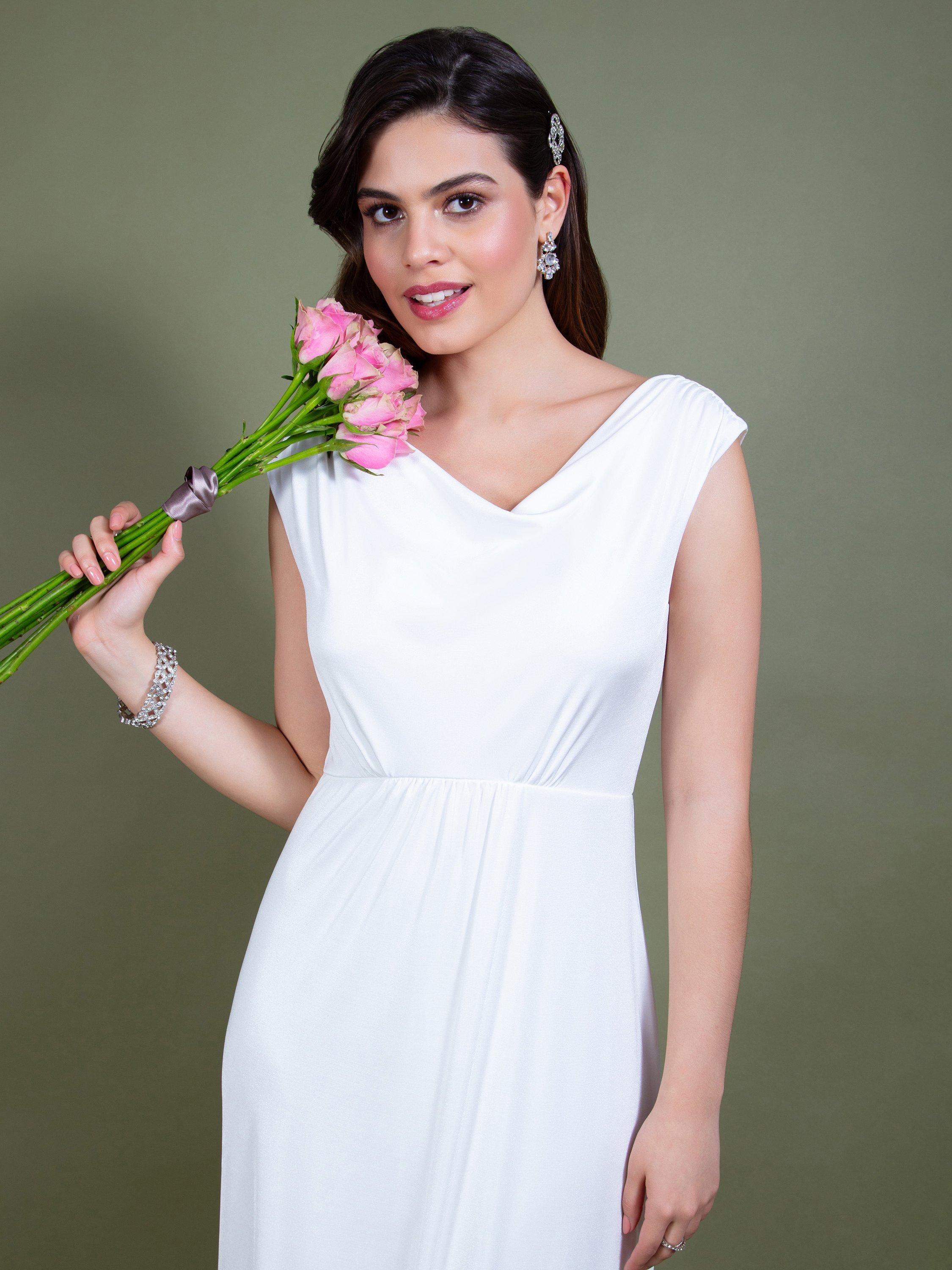 Product image 7 of 8, which shows Alie Street Cruise Cowl Neck Wedding Dress, Ivory, 6