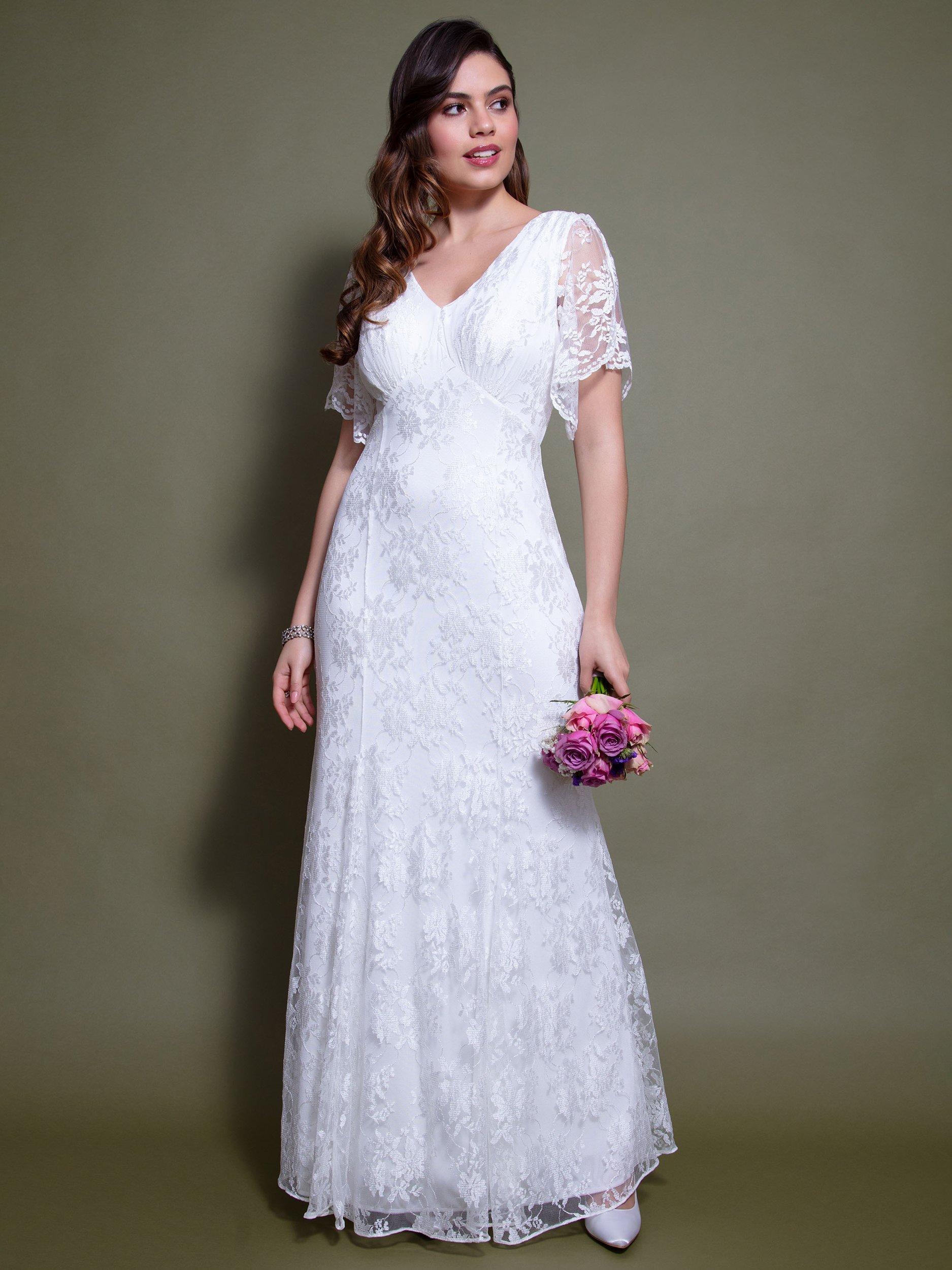 Product image 1 of 8, which shows Alie Street Evelyn Lace Wedding Dress, Ivory, 6-8
