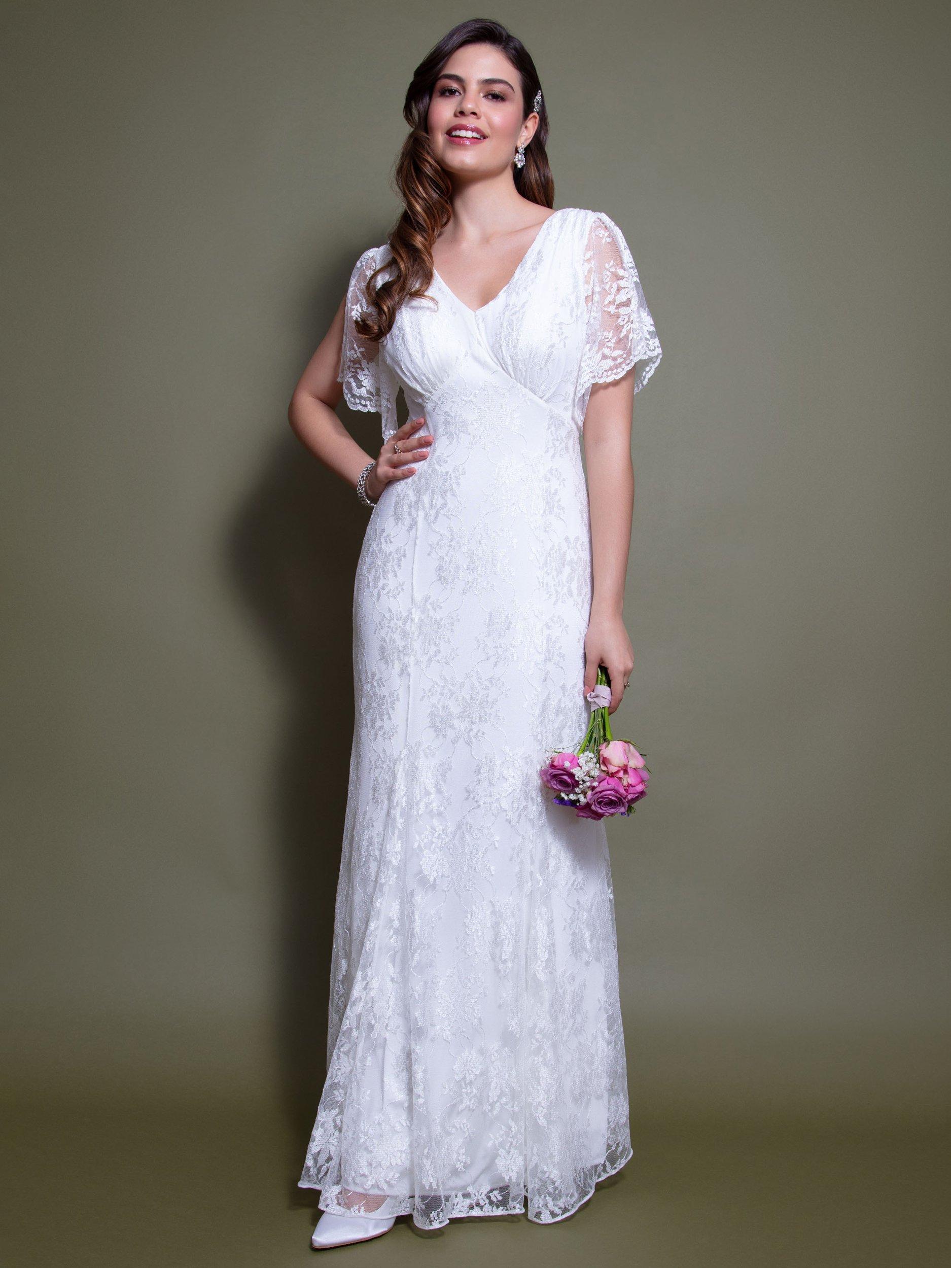 Product image 2 of 8, which shows Alie Street Evelyn Lace Wedding Dress, Ivory, 6-8