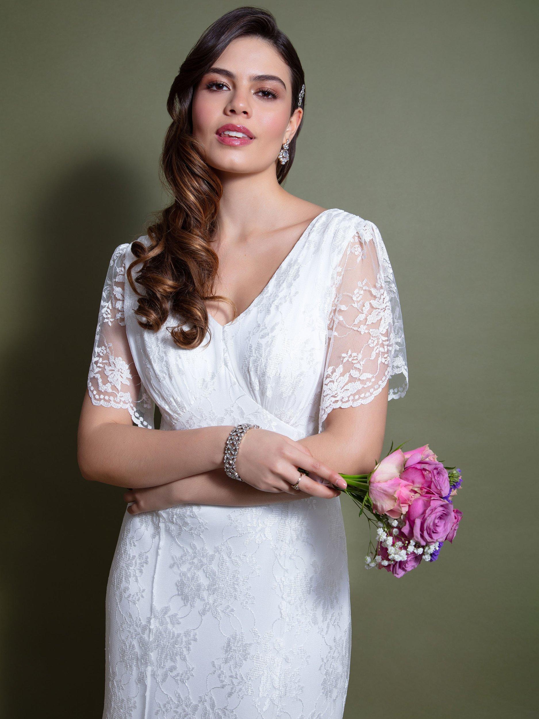 Product image 3 of 8, which shows Alie Street Evelyn Lace Wedding Dress, Ivory, 6-8