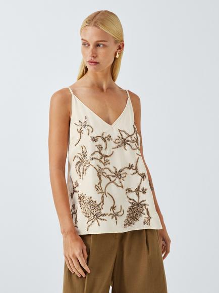 John Lewis Embellished Phlox Cami Top, Embellished, Embellished