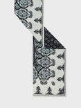Gerard Darel Olesia Paisley Pure Silk Scarf, White/Black
