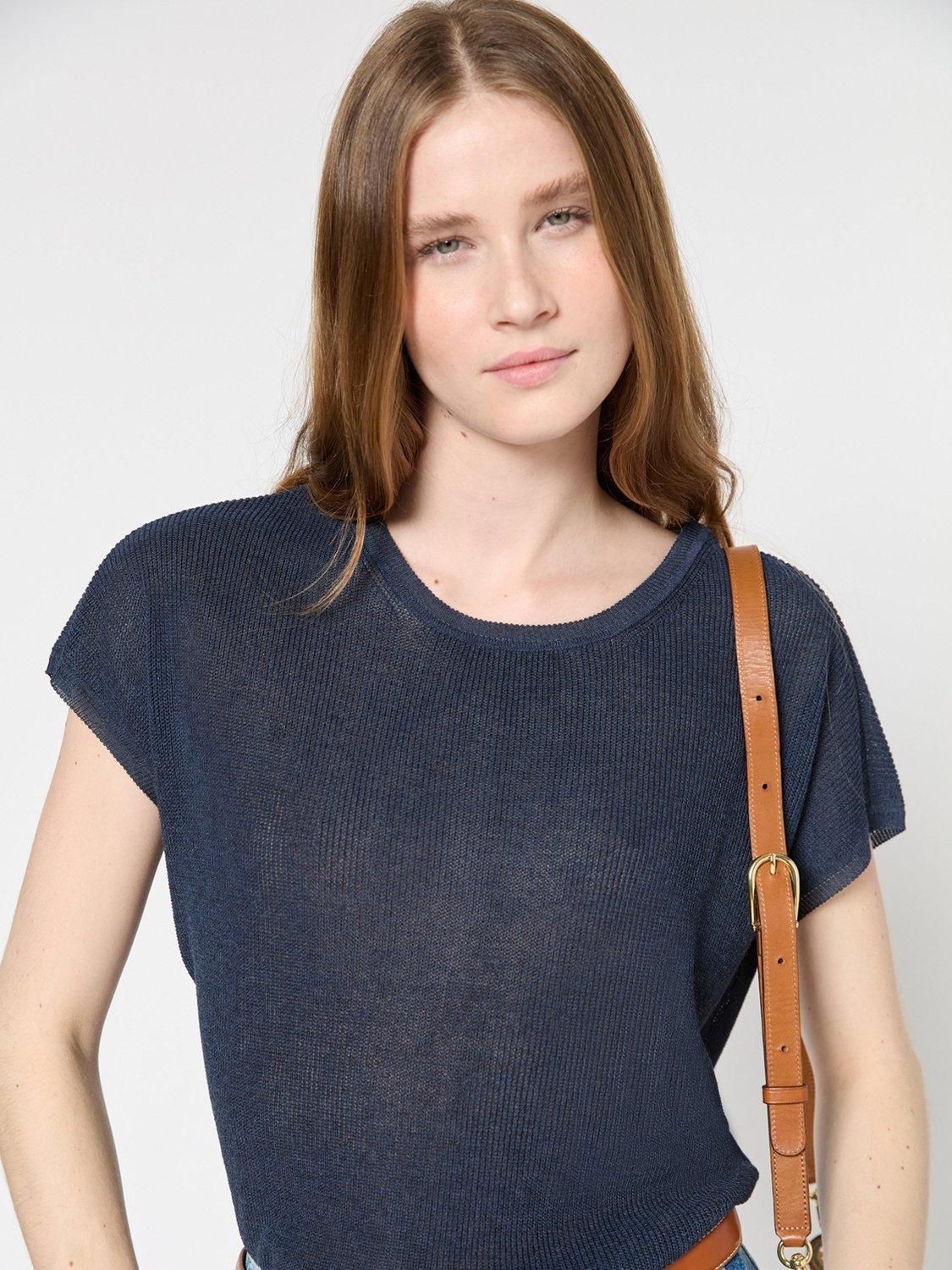 Product image 5 of 6, which shows Gerard Darel Jamila Knit Top, Navy, 10