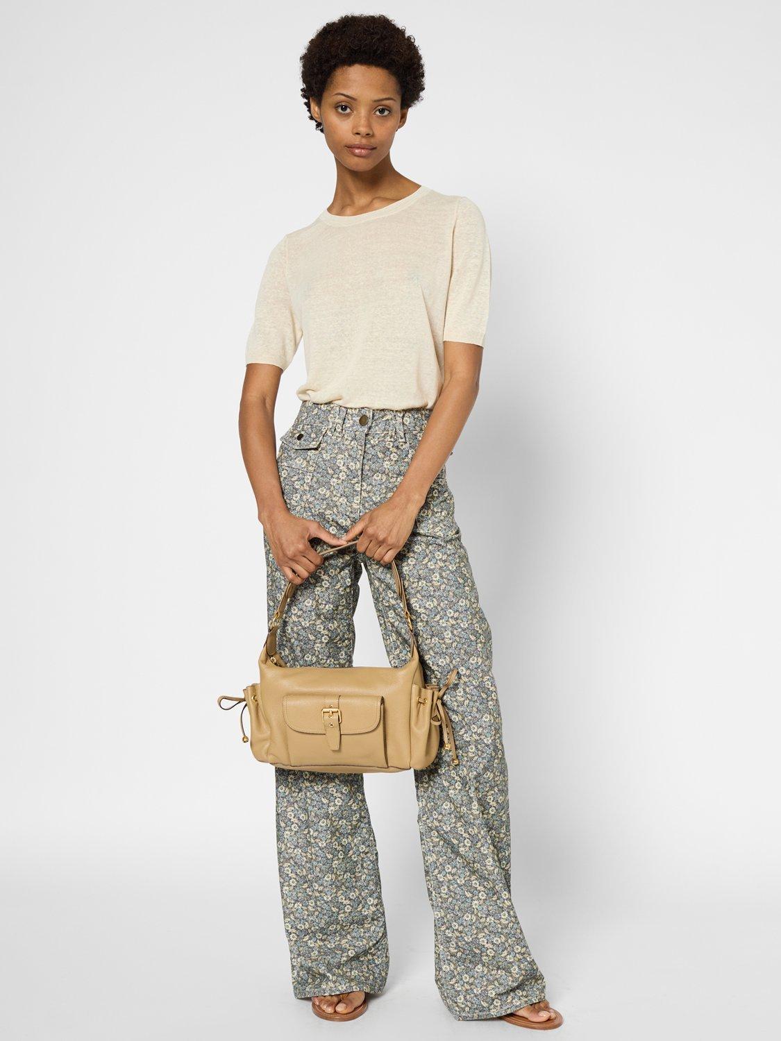 Product image 1 of 5, which shows Gerard Darel Jamy Linen Rich Short Sleeve Jumper, Natural, 8