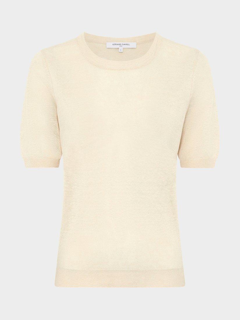 Product image 4 of 5, which shows Gerard Darel Jamy Linen Rich Short Sleeve Jumper, Natural, 8
