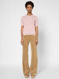 Gerard Darel Jamy Linen Rich Short Sleeve Jumper, Pink