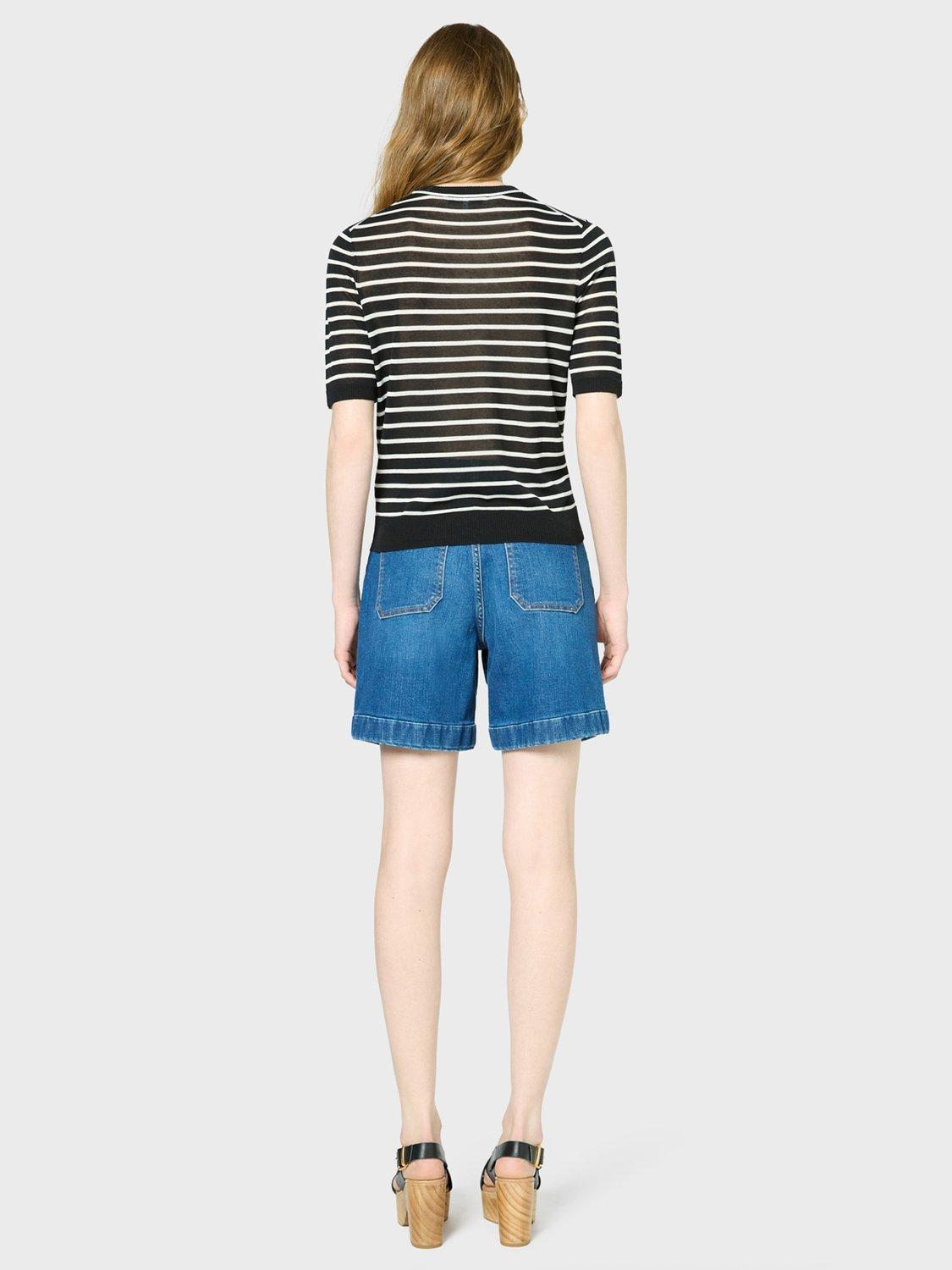 Product image 3 of 6, which shows Gerard Darel Janna Short Sleeve Stripe Top, Black/White, 10