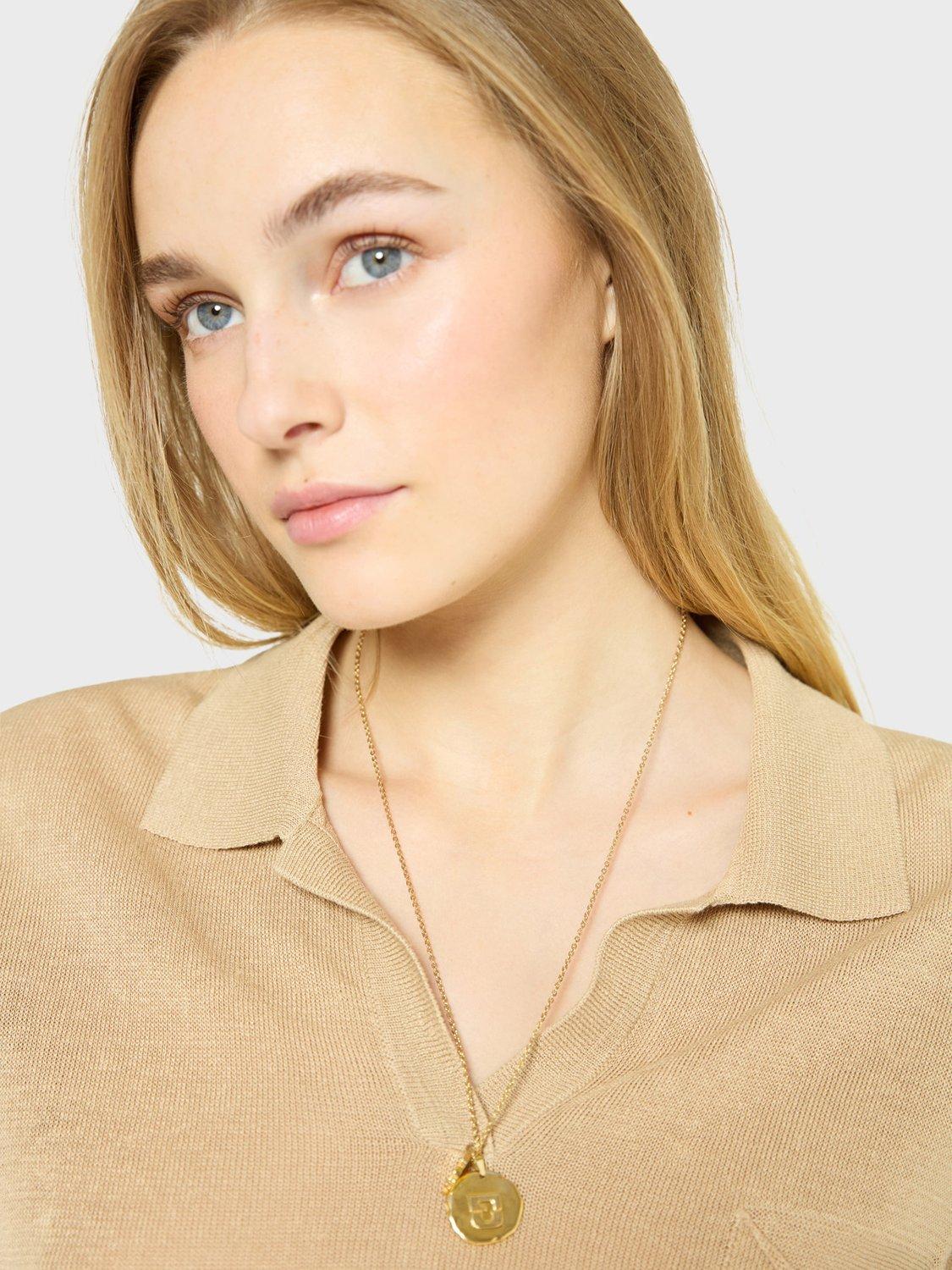 Product image 6 of 6, which shows Gerard Darel Jasmine Linen Blend Polo Top, Brown, 6