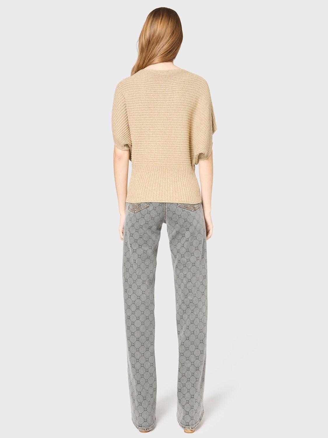 Product image 3 of 6, which shows Gerard Darel Jena Stretch Knit Drop Sleeve Jumper, Gold, 10