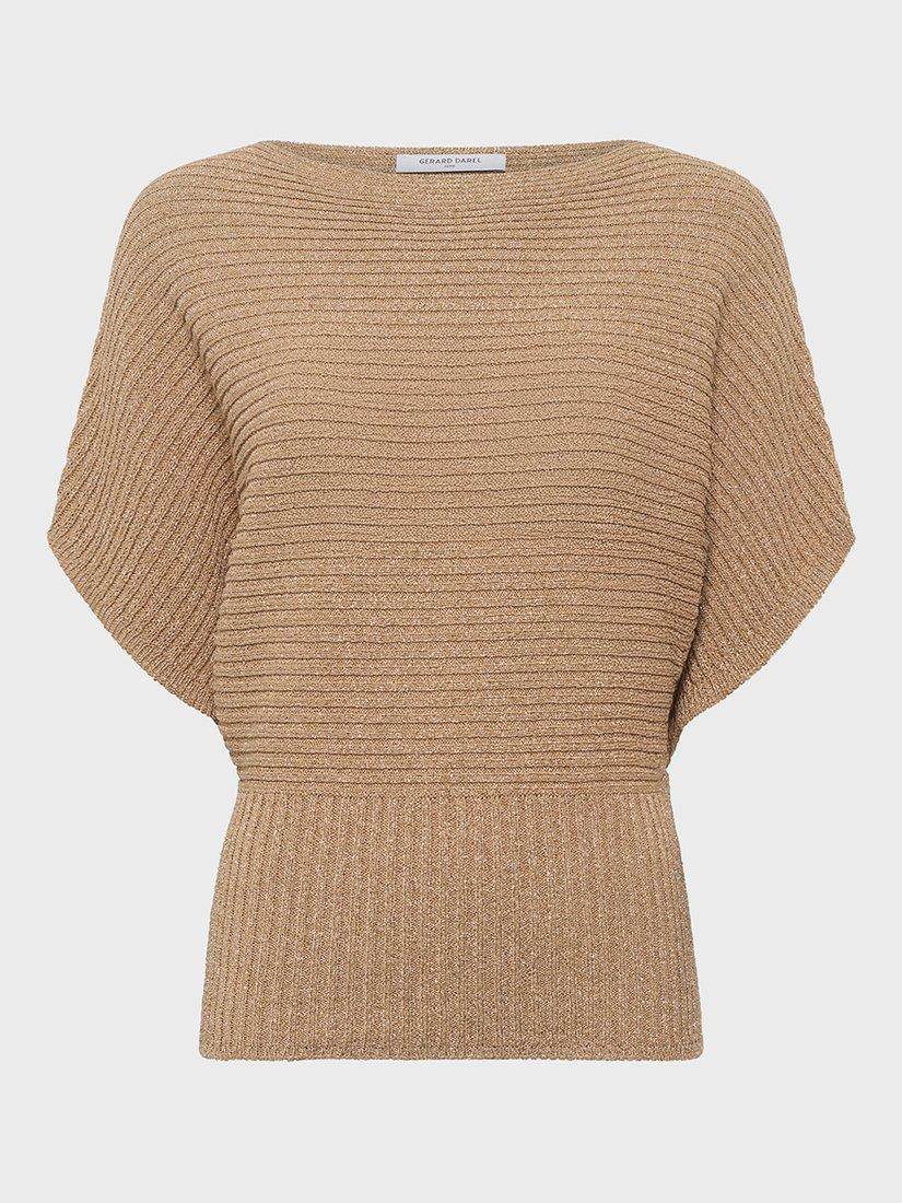 Product image 4 of 6, which shows Gerard Darel Jena Stretch Knit Drop Sleeve Jumper, Gold, 10