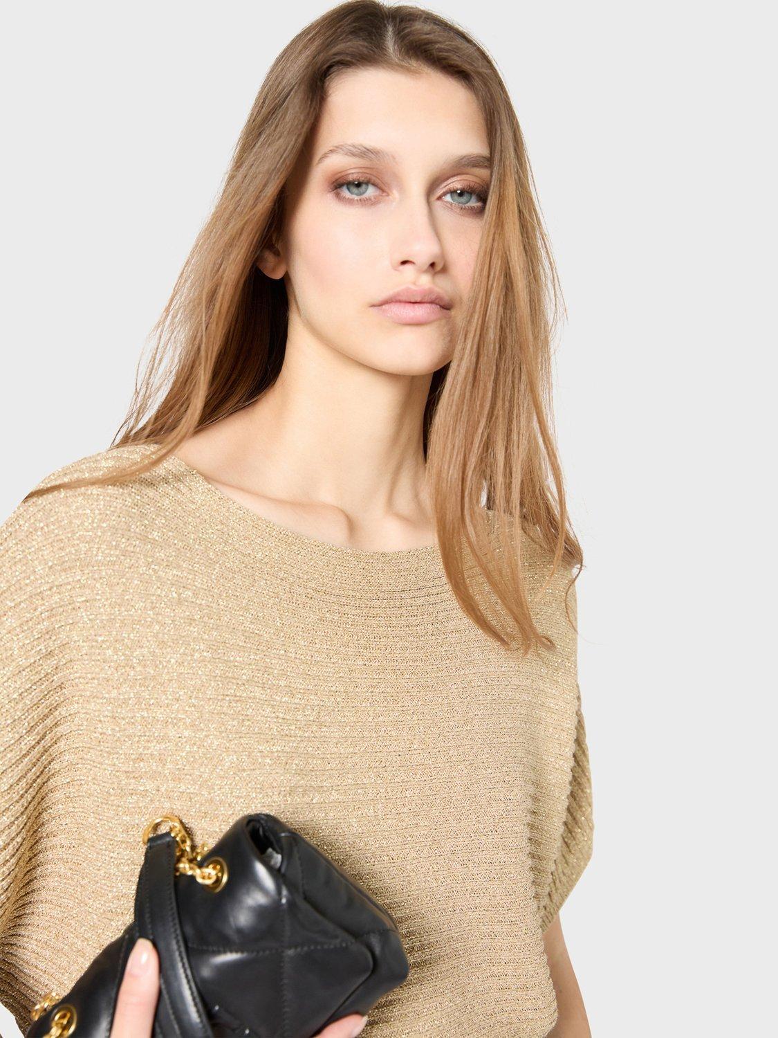 Product image 6 of 6, which shows Gerard Darel Jena Stretch Knit Drop Sleeve Jumper, Gold, 10