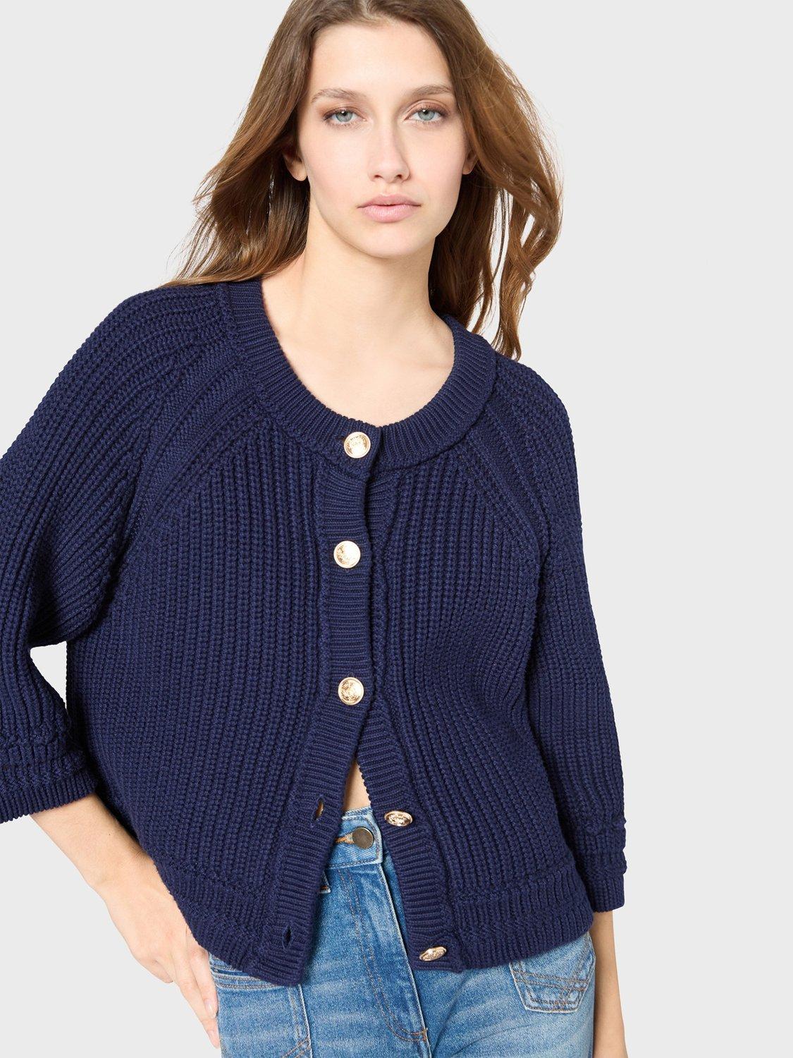 Product image 1 of 6, which shows Gerard Darel Jorine Cotton Cardigan, Navy, 8