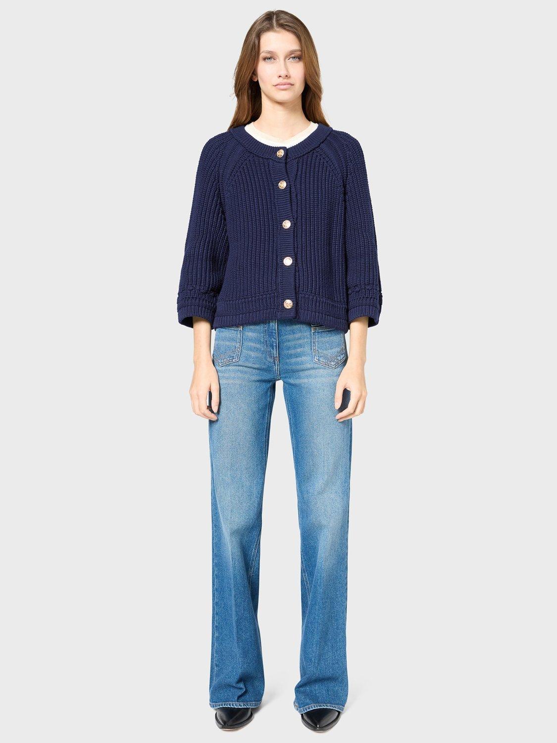 Product image 2 of 6, which shows Gerard Darel Jorine Cotton Cardigan, Navy, 8