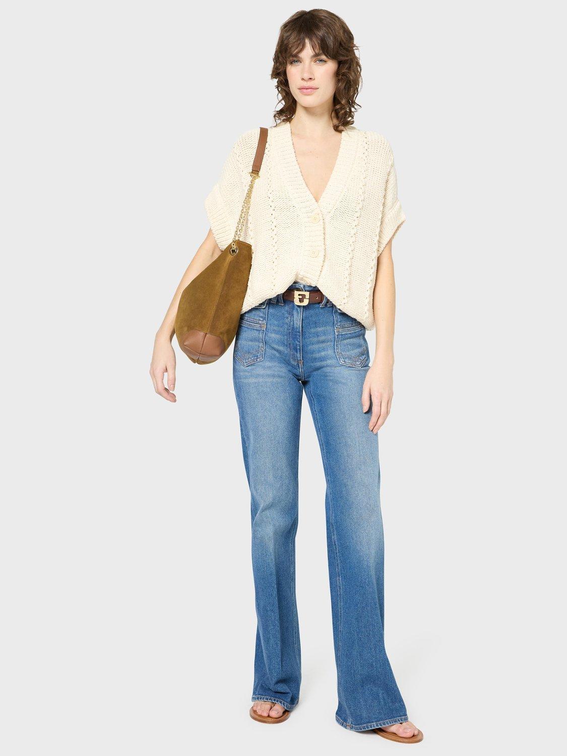 Product image 1 of 6, which shows Gerard Darel Journey Sleeveless Cardigan, Cream, 8