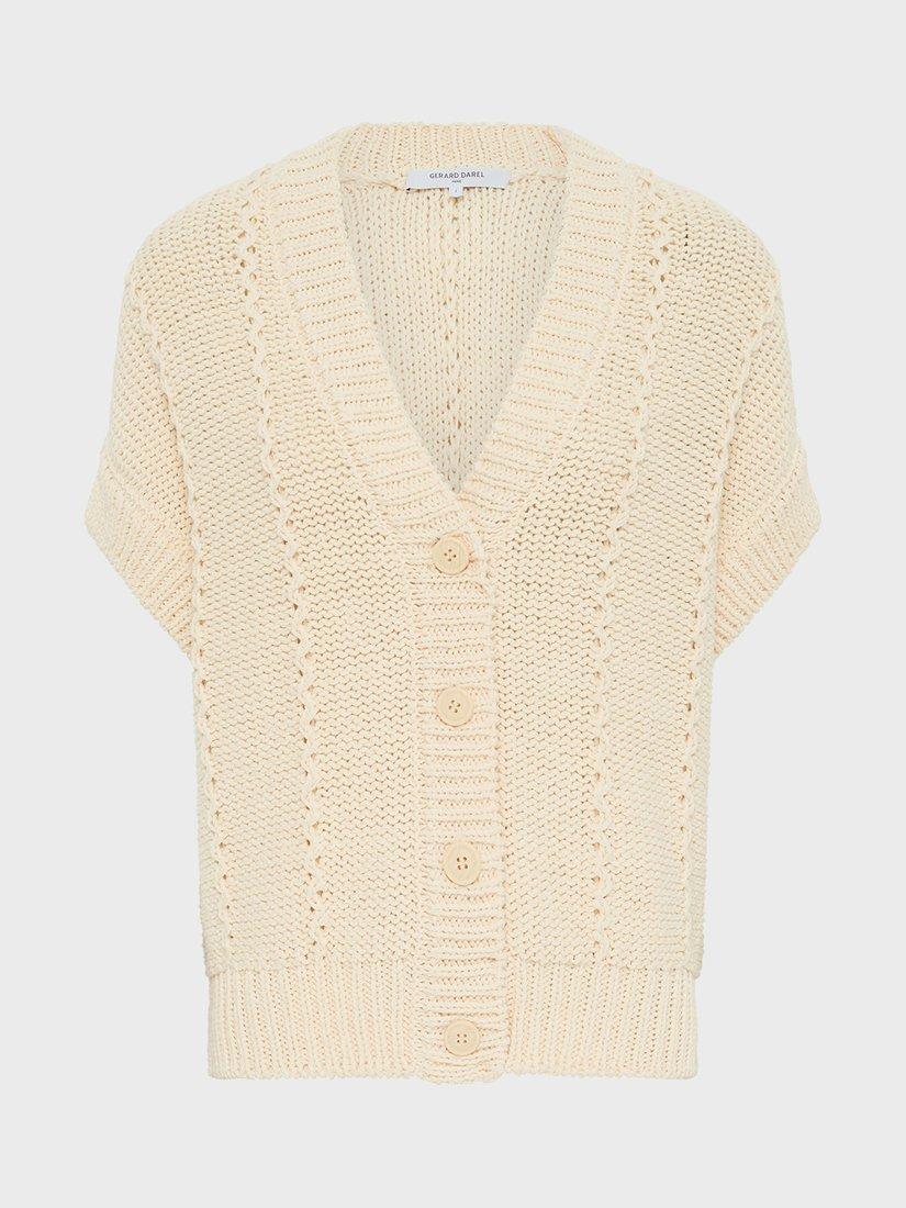 Product image 4 of 6, which shows Gerard Darel Journey Sleeveless Cardigan, Cream, 8