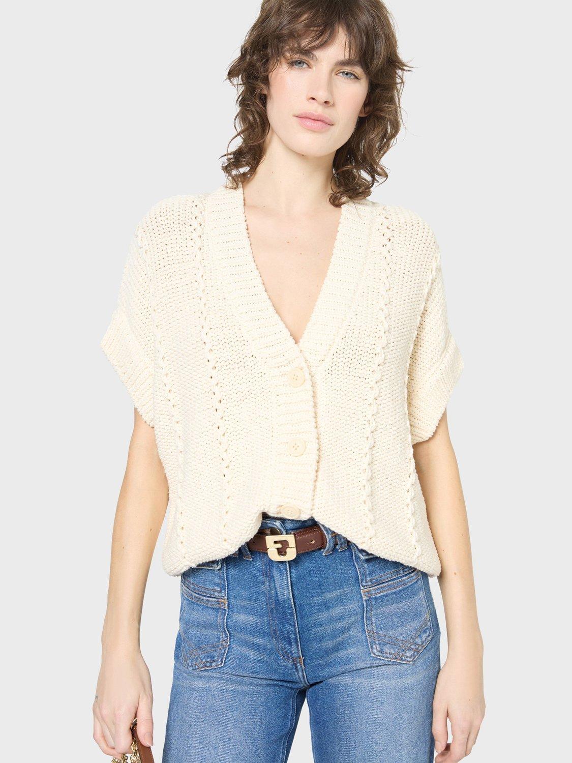 Product image 5 of 6, which shows Gerard Darel Journey Sleeveless Cardigan, Cream, 8