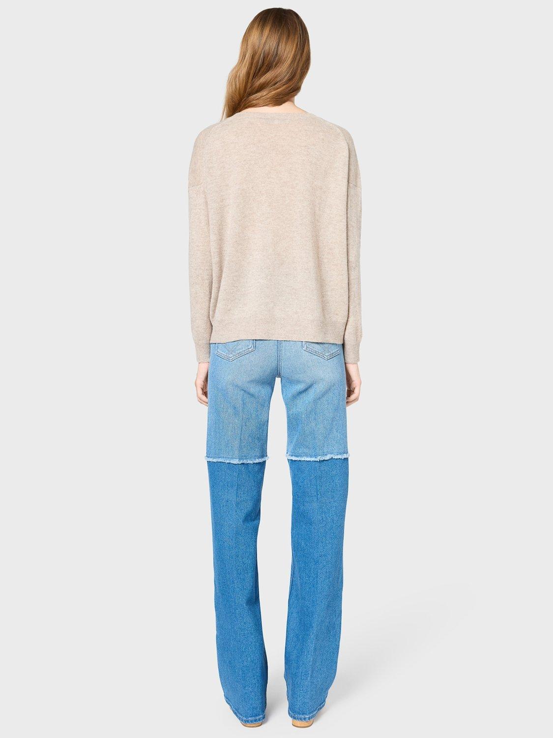 Product image 3 of 5, which shows Gerard Darel Judith Cashmere V-Neck Jumper, Beige, 8