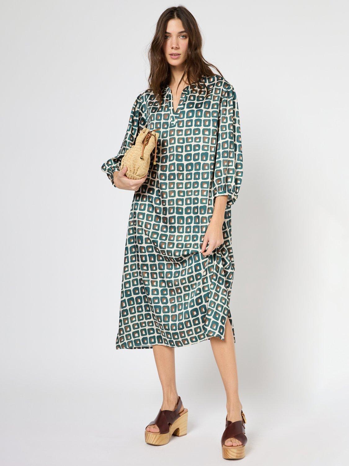 Product image 1 of 1, which shows Gerard Darel Pietra Tile Midi Dress, Green, 10