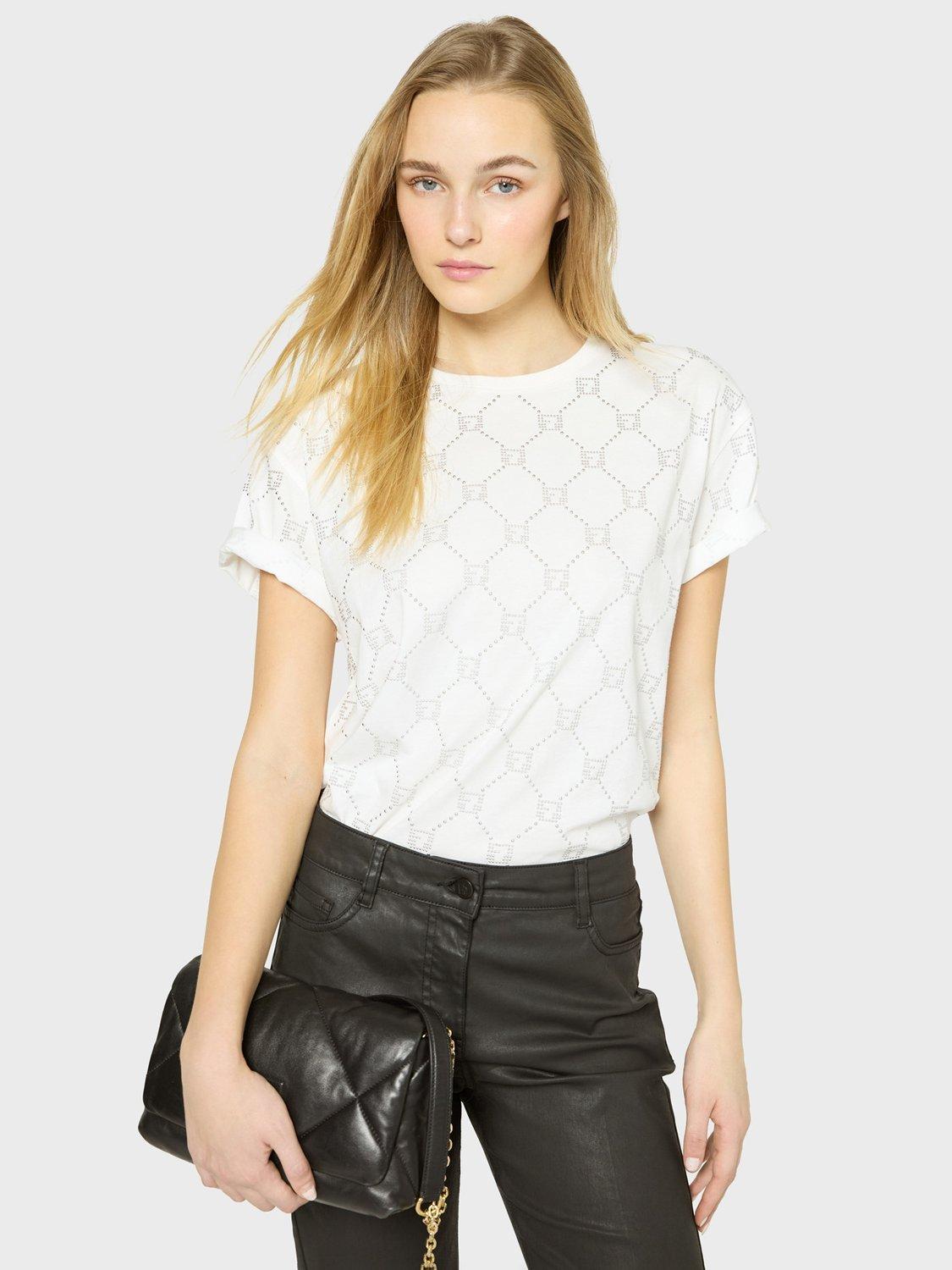 Product image 1 of 5, which shows Gerard Darel Gabrielle Textured Monogram T-Shirt, White, 8