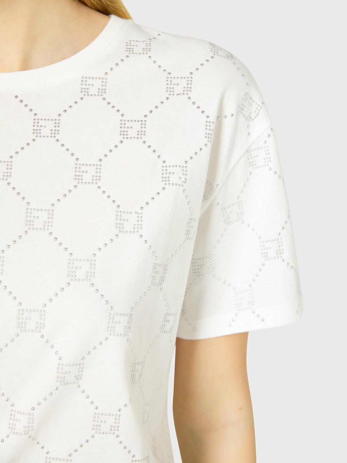 Product image 5 of 5, which shows Gerard Darel Gabrielle Textured Monogram T-Shirt, White, 8