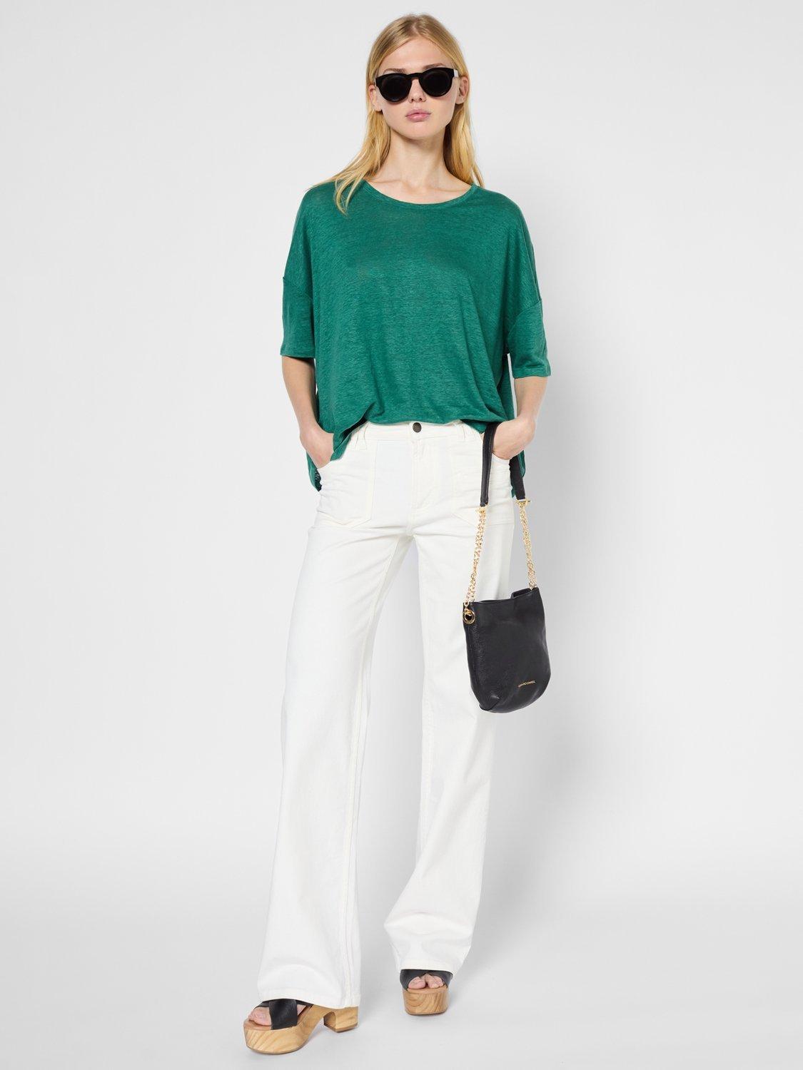 Gerard Darel Galadriel Pure Linen Top, Green