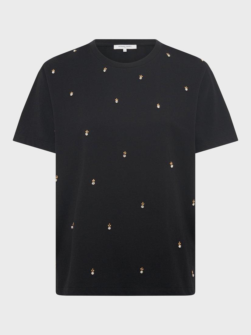 Product image 4 of 6, which shows Gerard Darel Gracia Embellished T-Shirt, Black, 6