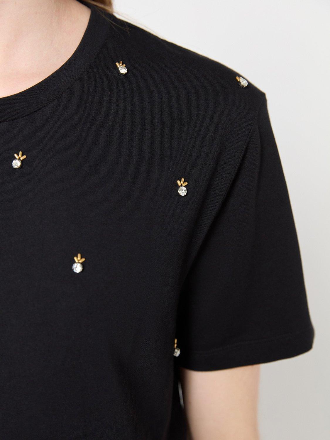Product image 6 of 6, which shows Gerard Darel Gracia Embellished T-Shirt, Black, 6