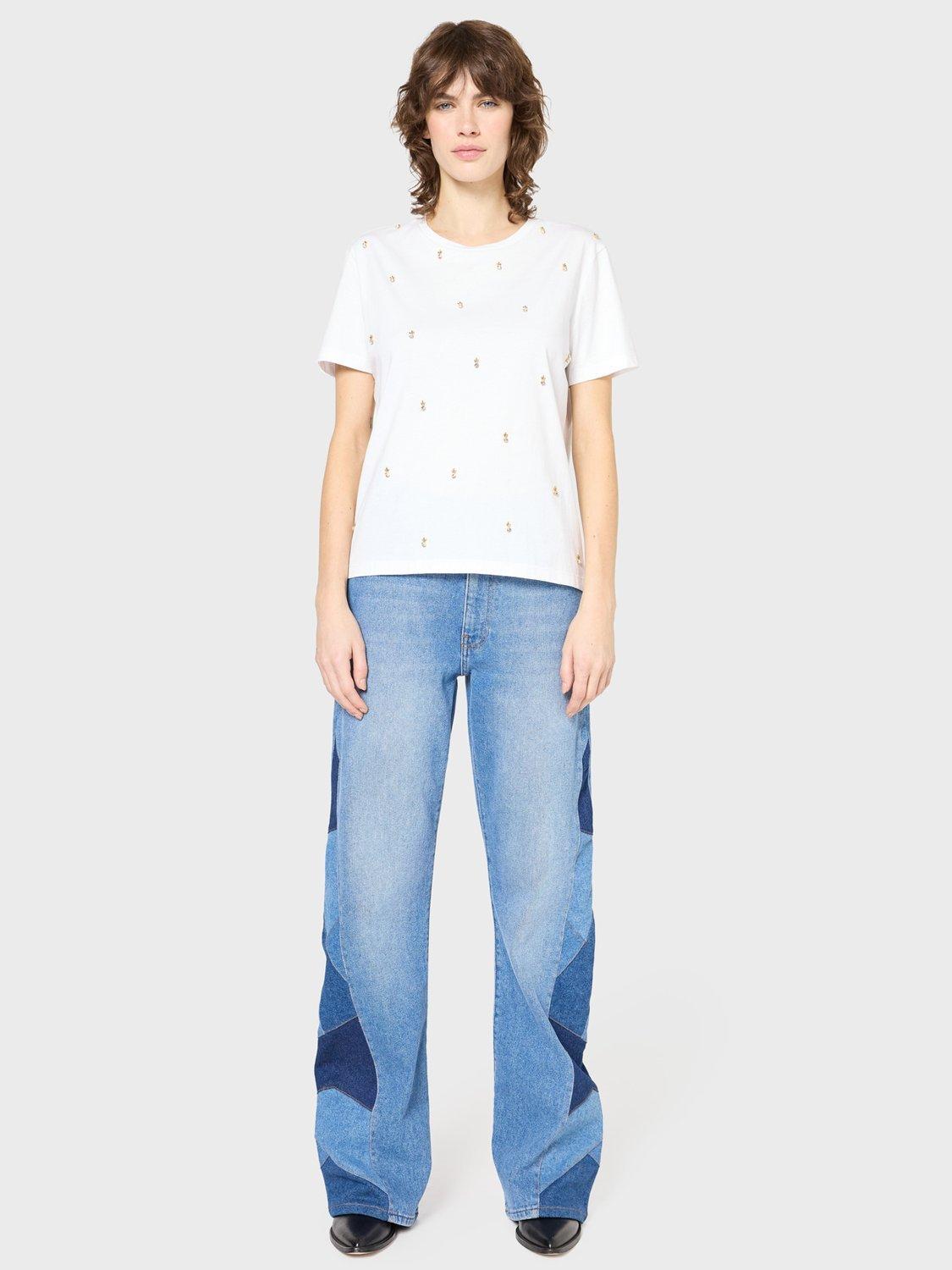 Product image 2 of 6, which shows Gerard Darel Gracia Embellished T-Shirt, White, 10