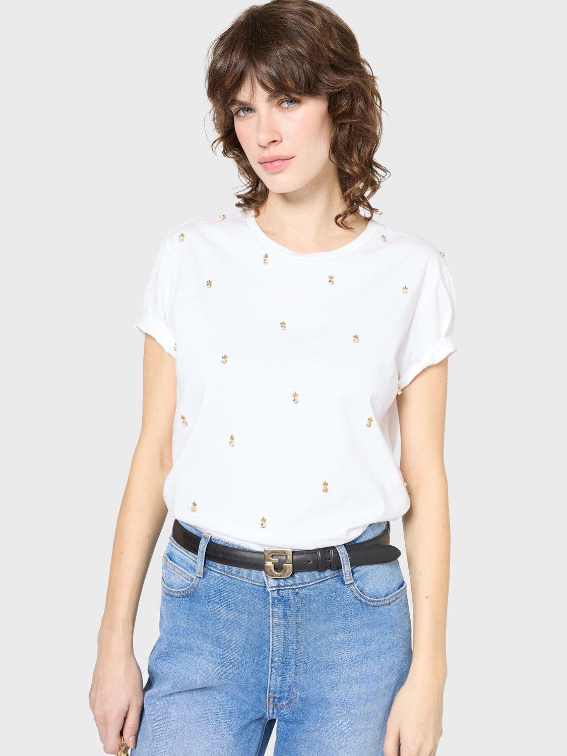 Product image 5 of 6, which shows Gerard Darel Gracia Embellished T-Shirt, White, 10