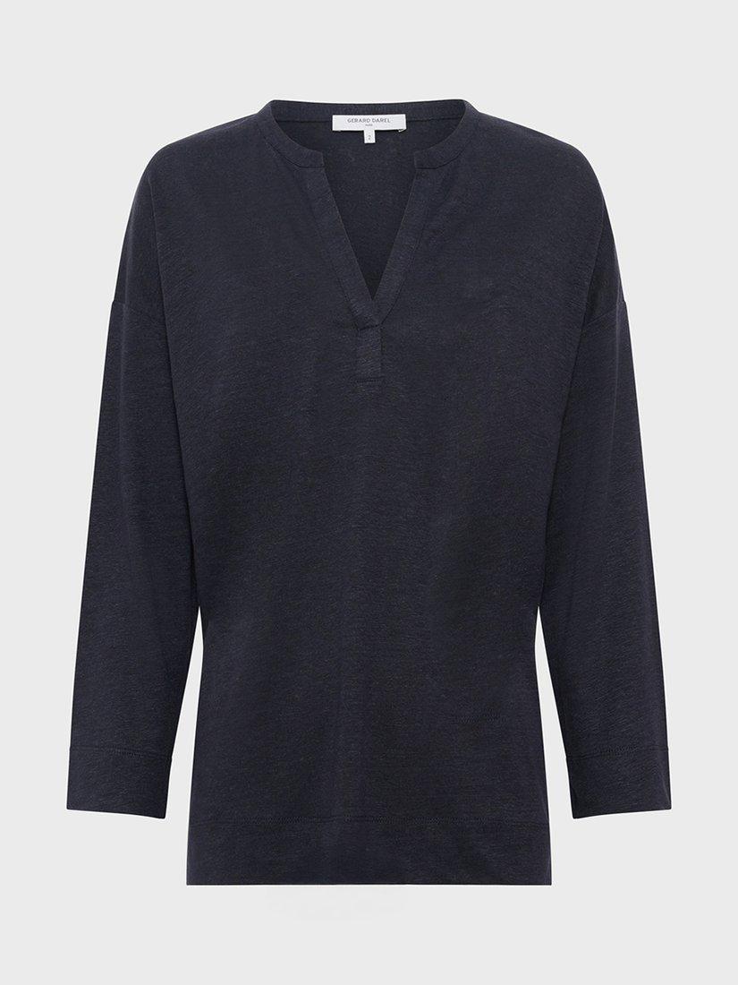 Product image 1 of 2, which shows Gerard Darel Gretta Tunic Top, Navy, 6