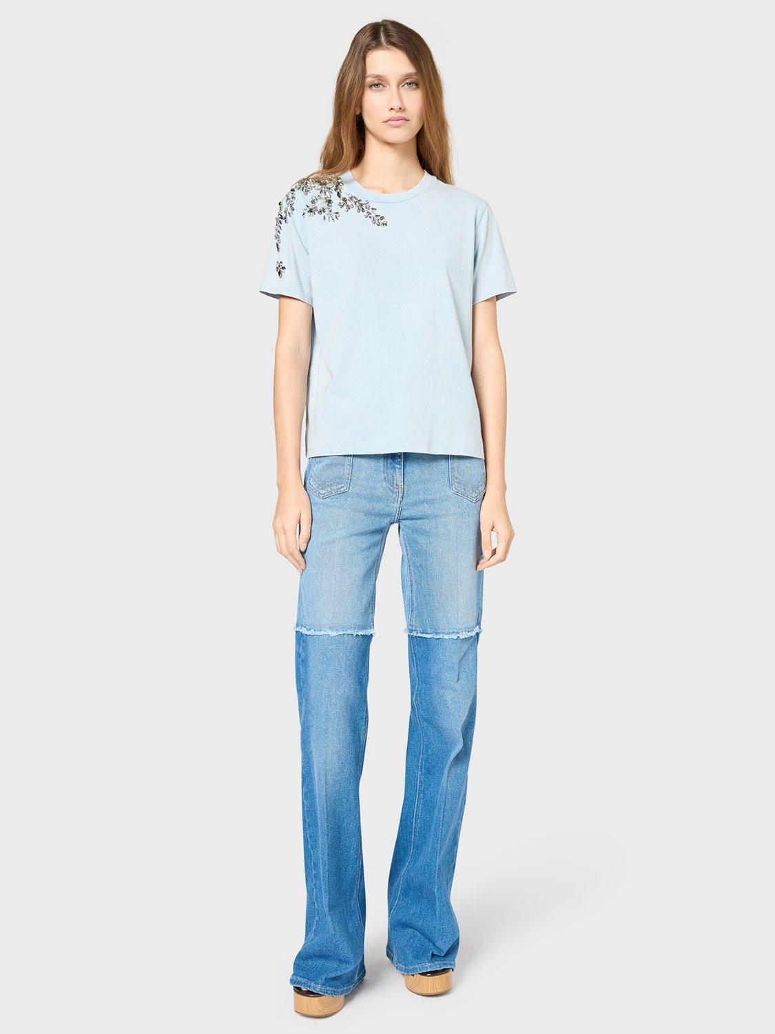 Product image 2 of 6, which shows Gerard Darel Gwenn Embellished Shoulder T-Shirt, Blue, 6