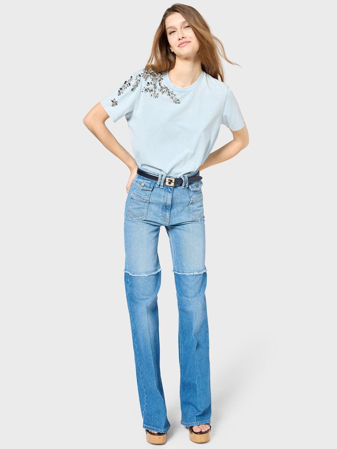Product image 5 of 6, which shows Gerard Darel Gwenn Embellished Shoulder T-Shirt, Blue, 6
